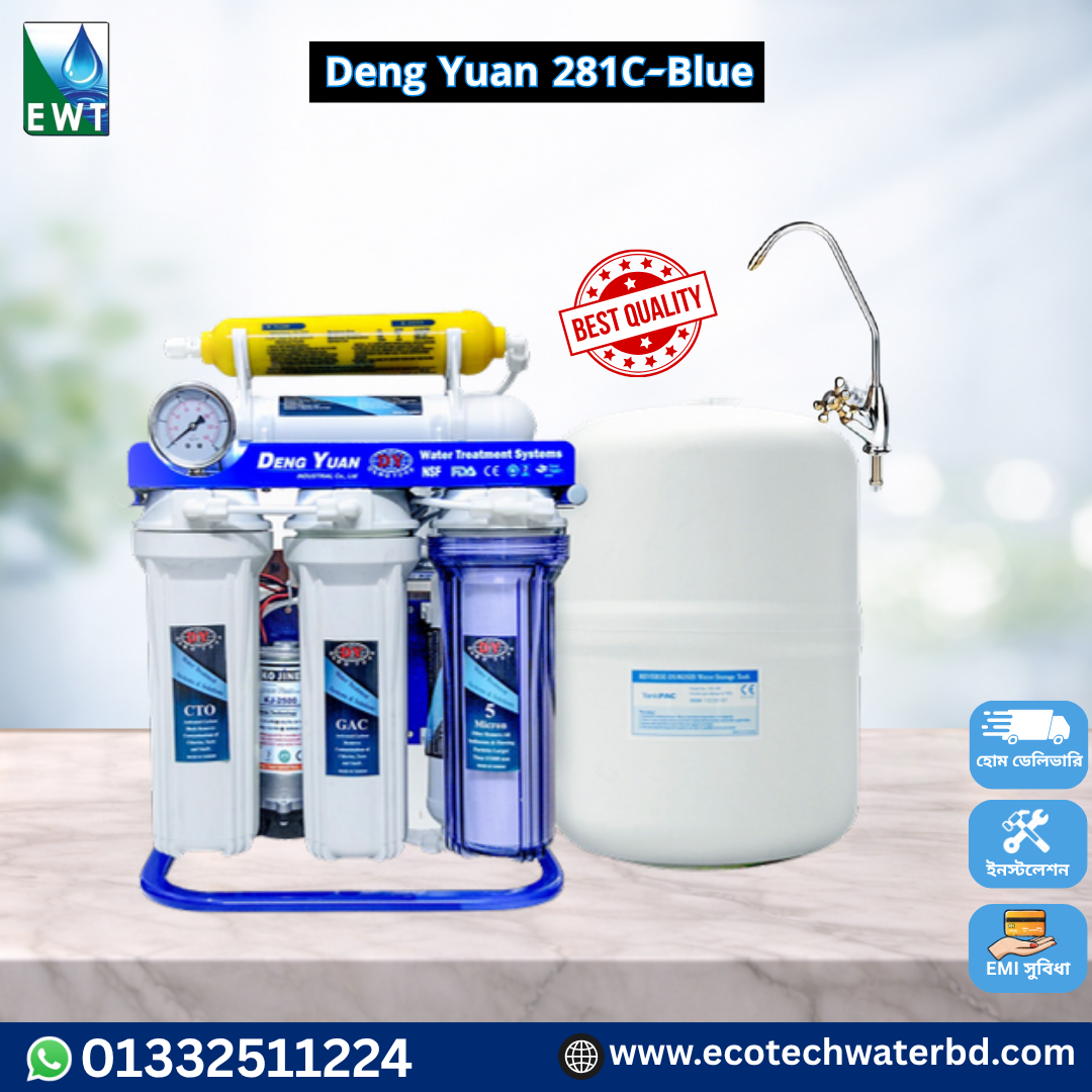 Deng Yuan 281C Blue RO Water Purifier Price in Bangladesh | Original Taiwan | Ecotech Water Technology Original Deng Yuan 281C Blue RO Water Purifier Made in Taiwan with 6 Stage RO Technology, 15 Liter Storage Tank, Pressure Meter – Best RO Water Purifier Price in Bangladesh by EcoTech Water Technology